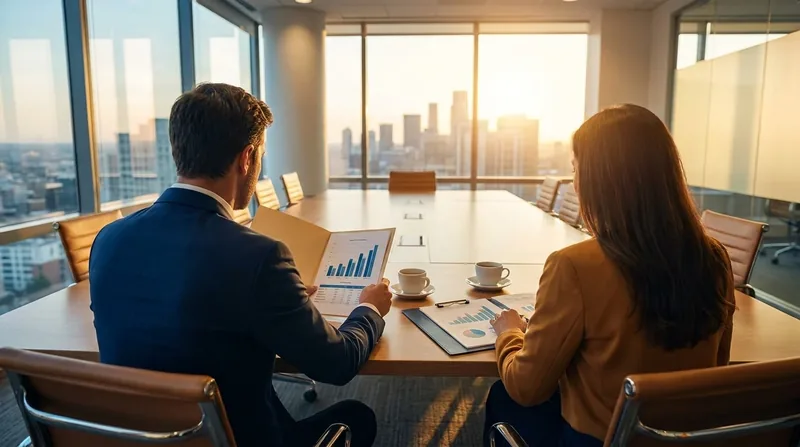 Two advisors reviewing growth charts at a bright conference table, Wisconsin Small Business Grants, Loans and Free Help