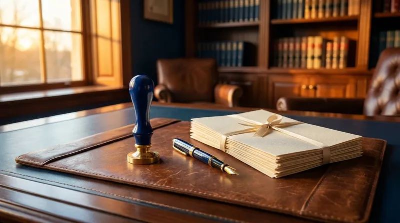 Embossing seal, fountain pen and stacked documents on a leather desk pad, How to Become a Real Estate Appraiser in Wisconsin